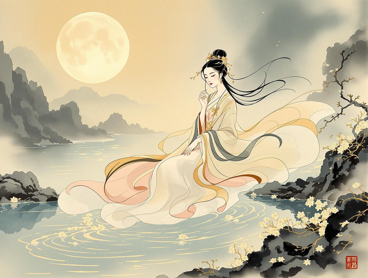 嘿咻漫画品牌形象 - 翩若惊鸿的东方美学，以洛水女神为灵感